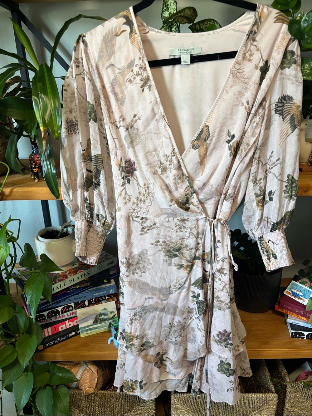 All Saints Ari Peggy Floral Print Mini Wrap Dress | Size 4 - Picture 3 of 8